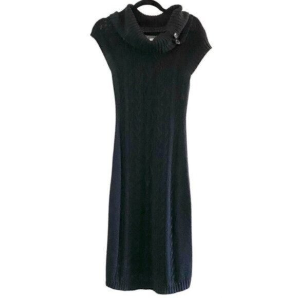 Calvin Klein Cap Sleeve Cowl Neck Cable Knit Wool Blend Sweater Dress Sz XS - Picture 5 of 7